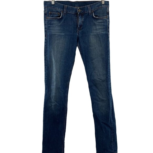 H&M STRAIGHT LEG JEANS DARK BLUE WOMENS 31 - Picture 1 of 5